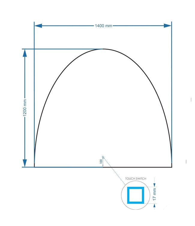 Gliss Design badkamerspiegel Eos 140x120cm Ronding Naar Beneden met spiegelverwarming