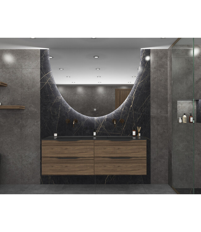 Gliss Design badkamerspiegel Eos 140x120cm Ronding naar Boven met spiegelverwarming