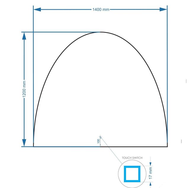 Gliss Design badkamerspiegel Eos 140x120cm Ronding naar Boven met spiegelverwarming