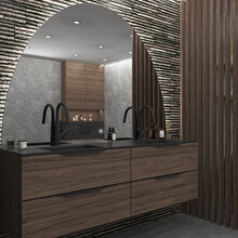 Gliss Design badkamerspiegel Eos 160x120cm Ronding naar Boven met spiegelverwarming