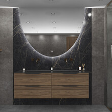 Gliss Design badkamerspiegel Eos 160x120cm Ronding naar Beneden met spiegelverwarming