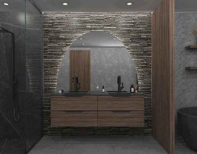 Gliss Design badkamerspiegel Eos 160x120cm Ronding naar Beneden met spiegelverwarming