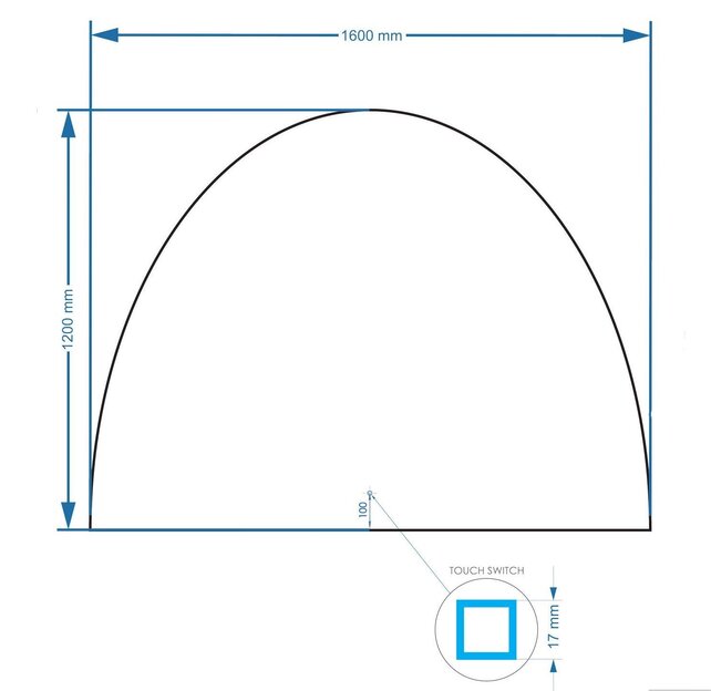 Gliss Design badkamerspiegel Eos 160x120cm Ronding naar Beneden met spiegelverwarming