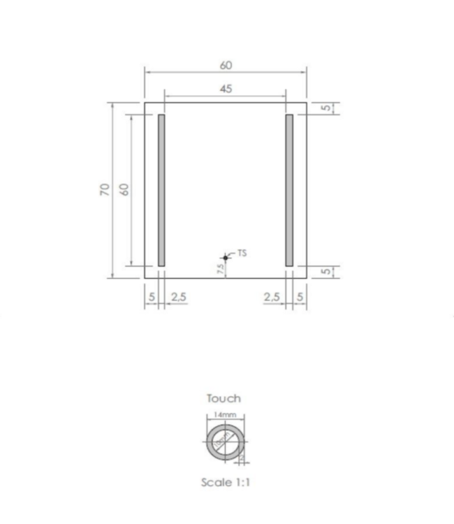 Badkamerspiegel met verlichting 60x70cm Gliss LED Verticaal Dubbel met spiegelverwarming (Alle maten)