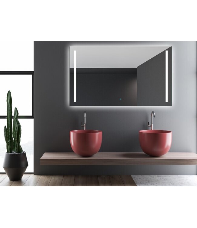 Badkamerspiegel met verlichting 70x70cm Gliss LED Verticaal Dubbel met spiegelverwarming (Alle maten)