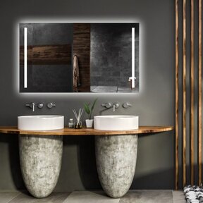 Badkamerspiegel met verlichting 90x70cm Gliss LED Verticaal Dubbel met spiegelverwarming (Alle maten)