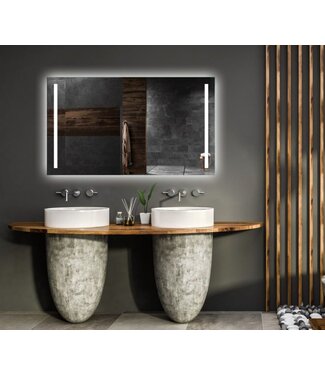 GLISS DESIGN Badkamerspiegel met verlichting 120x70cm Gliss LED Verticaal Dubbel met spiegelverwarming (Alle maten)