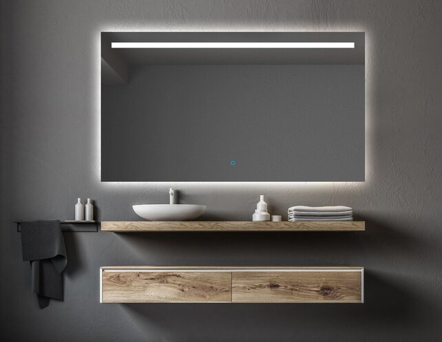 Gliss Design Badkamerspiegel met verlichting 100x70cm Horizontaal LED Dubbel met spiegelverwarming (Alle maten)