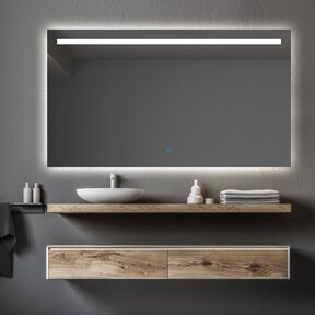 Gliss Design Badkamerspiegel met verlichting 70x70cm Horizontaal LED Dubbel met spiegelverwarming (Alle maten)