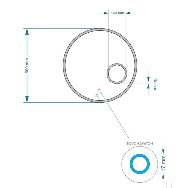 Gliss Design Badkamerspiegel Sol Rond 60cm Touch LED Verlichting en Verwarming Scheerspeigel