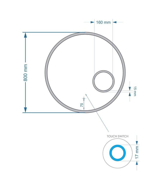 GLISS DESIGN Gliss Design Badkamerspiegel Sol Rond 80cm LED Verlichting en Verwarming