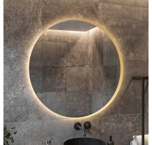 Gliss Design Athena ronde spiegel Mat Goud 40cm met verlichting en verwarming