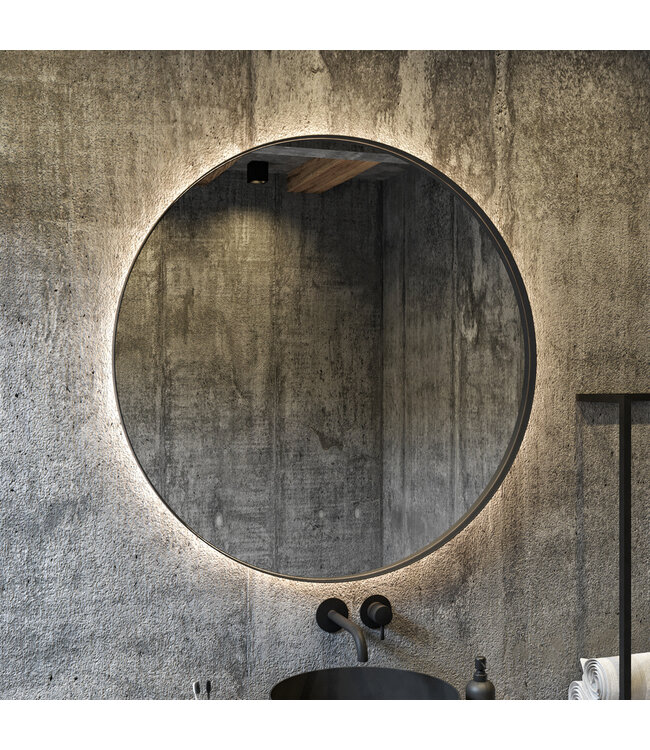 GLISS DESIGN Gliss Design Athena ronde spiegel Mat Goud 40cm met verlichting en verwarming