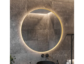 Gliss Design Athena ronde spiegel Mat Goud 60cm met verlichting en verwarming