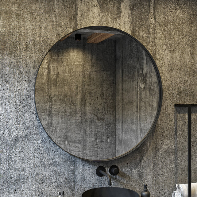 Gliss Design Athena ronde spiegel Mat Zwart 60cm met verlichting en verwarming