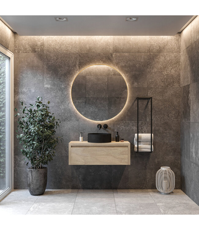 GLISS DESIGN Gliss Design Athena ronde spiegel Mat Goud 70cm met verlichting en verwarming