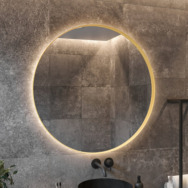 Gliss Design Athena ronde spiegel rosé Koper 70cm met verlichting en verwarming Gliss Design Athena ronde spiegel rosé Koper 70cm met verlichting en verwarming