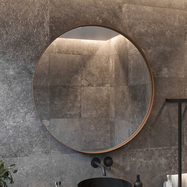Gliss Design Athena ronde spiegel rosé Koper 70cm met verlichting en verwarming Gliss Design Athena ronde spiegel rosé Koper 70cm met verlichting en verwarming