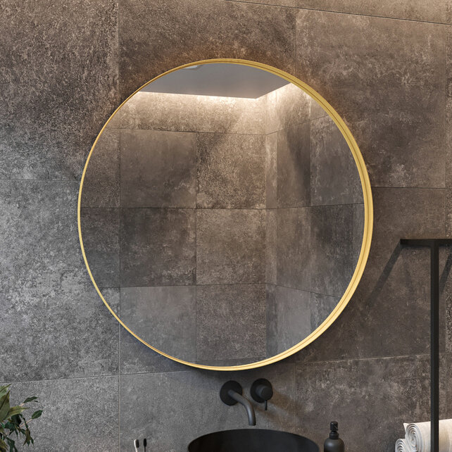 Gliss Design Athena ronde spiegel Mat Goud 80cm met verlichting en verwarming Gliss Design Athena ronde spiegel Mat Goud 80cm met verlichting en verwarming