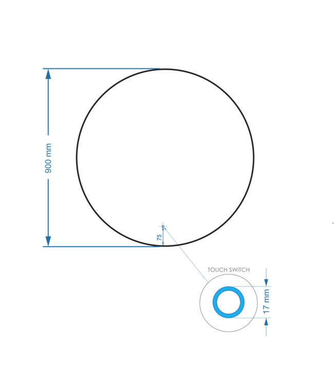 Gliss Design Athena ronde spiegel Mat Wit 90cm met verlichting en verwarming