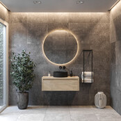 Gliss Design Athena ronde spiegel Mat Goud 90cm met verlichting en verwarming