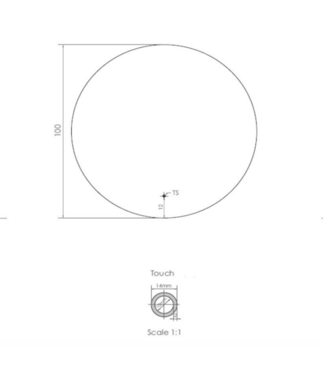 Gliss Design Athena ronde spiegel Mat Zwart 100cm met verlichting en verwarming