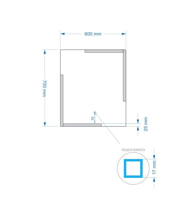 Gliss Design Melite Spiegel met verlichting en verwarming 60cm met touch bediening