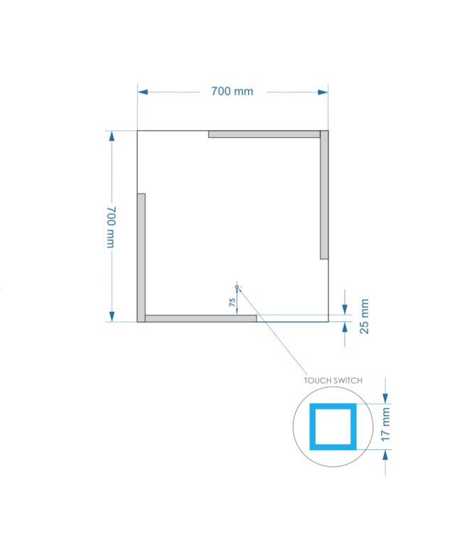 Gliss Design Melite Spiegel met verlichting en verwarming 70cm met touch bediening