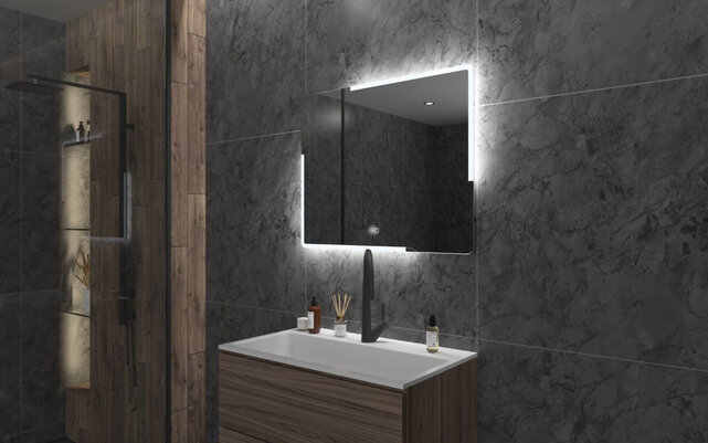 Gliss Design Melite Spiegel met verlichting en verwarming 80cm met touch bediening Gliss Design Melite Spiegel met verlichting en verwarming 80cm met touch bediening