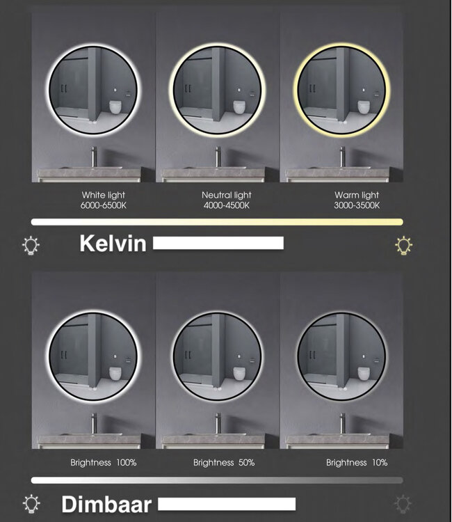 Gliss Design Melite Spiegel met verlichting en verwarming 80cm met touch bediening