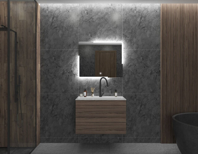 Gliss Design Melite Spiegel met verlichting en verwarming 80cm met touch bediening Gliss Design Melite Spiegel met verlichting en verwarming 80cm met touch bediening