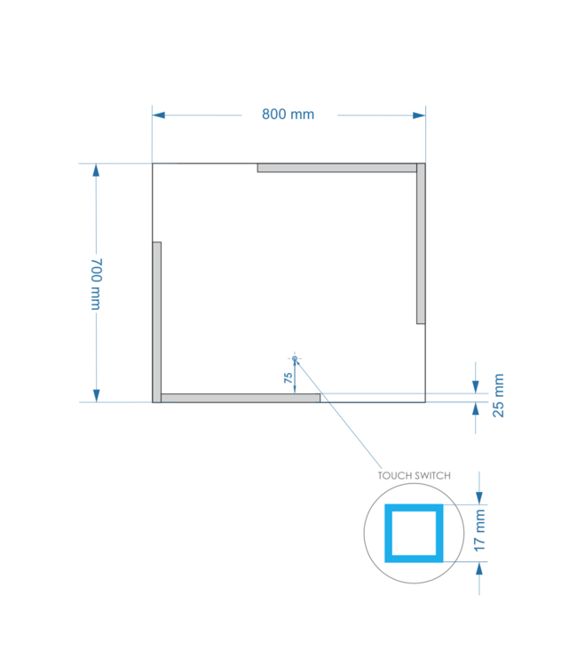 Gliss Design Melite Spiegel met verlichting en verwarming 80cm met touch bediening
