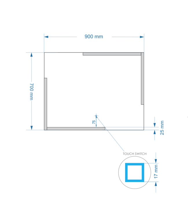 Gliss Design Melite Spiegel met verlichting en verwarming 90cm met touch bediening