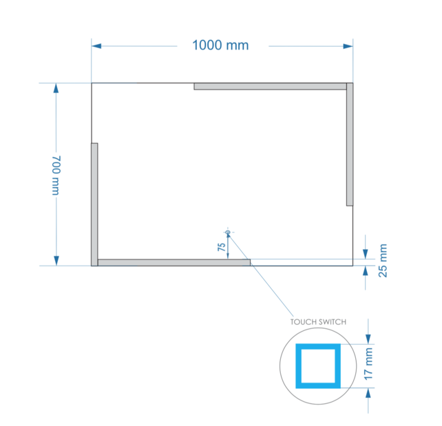 Gliss Design Melite Spiegel met verlichting en verwarming 100cm met touch bediening Gliss Design Melite Spiegel met verlichting en verwarming 100cm met touch bediening