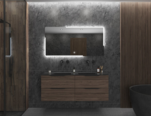 Gliss Design Melite Spiegel met verlichting en verwarming 100cm met touch bediening Gliss Design Melite Spiegel met verlichting en verwarming 100cm met touch bediening