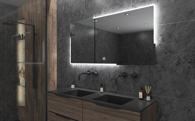 Gliss Design Melite Spiegel met verlichting en verwarming 120cm met touch bediening Gliss Design Melite Spiegel met verlichting en verwarming 120cm met touch bediening