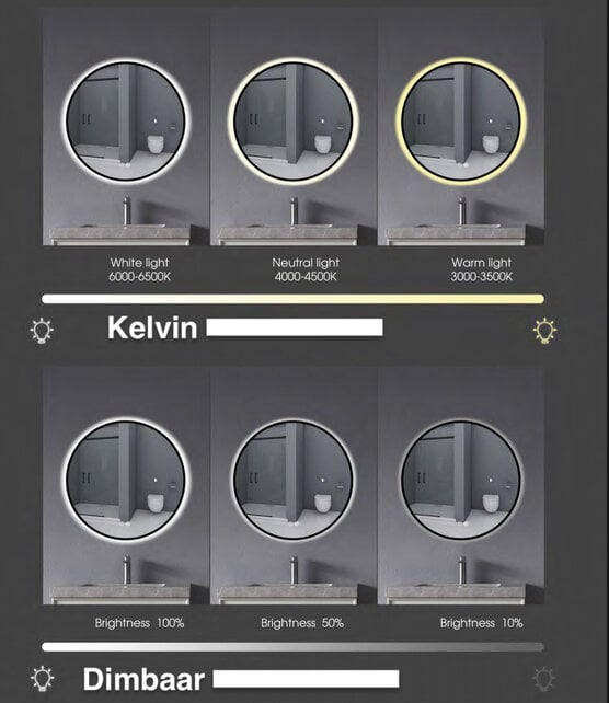 Gliss Design Melite Spiegel met verlichting en verwarming 150cm met touch bediening