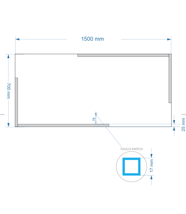Gliss Design Melite Spiegel met verlichting en verwarming 150cm met touch bediening