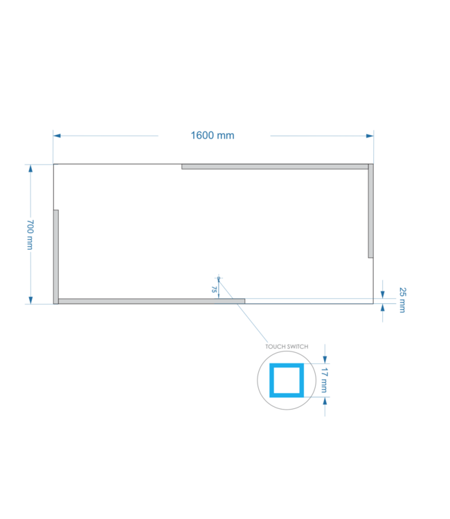 GLISS DESIGN Gliss Design Melite Spiegel met verlichting en verwarming 160cm met touch bediening