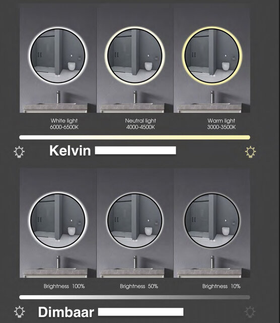 Gliss Design Melite Spiegel met verlichting en verwarming 180cm met touch bediening