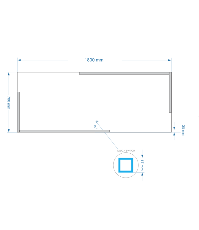 GLISS DESIGN Gliss Design Melite Spiegel met verlichting en verwarming 180cm met touch bediening