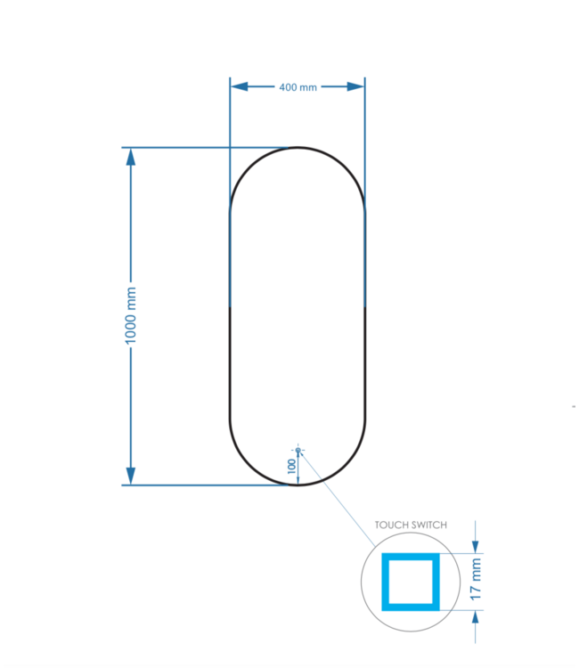 Gliss Design Orion Toiletspiegel met Verlichting 40x100cm
