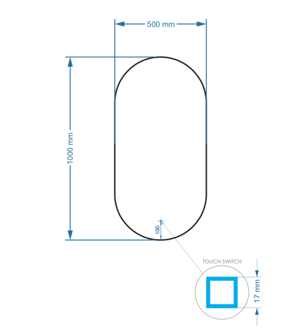 Gliss Design Orion spiegel met Verlichting 50x100cm Gliss Design Orion spiegel met Verlichting 50x100cm