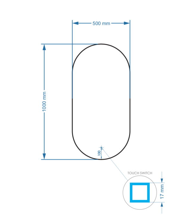 Gliss Design Orion spiegel met Verlichting 50x100cm