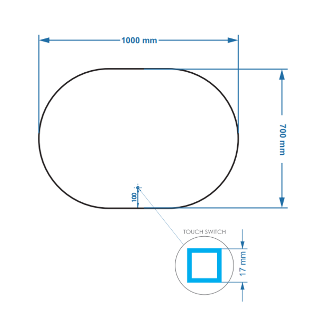 Gliss Design Orion Ovale spiegel met verlichting en verwarming 100x70 cm