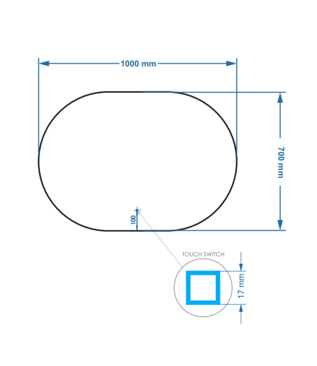 Gliss Design Orion Ovale spiegel met verlichting en verwarming 100x70 cm