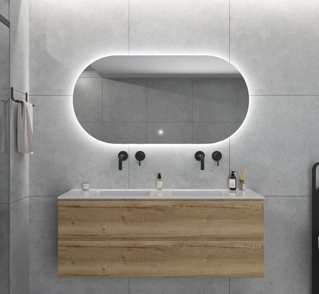 Gliss Design Orion Ovale spiegel met verlichting en verwarming 100x70 cm
