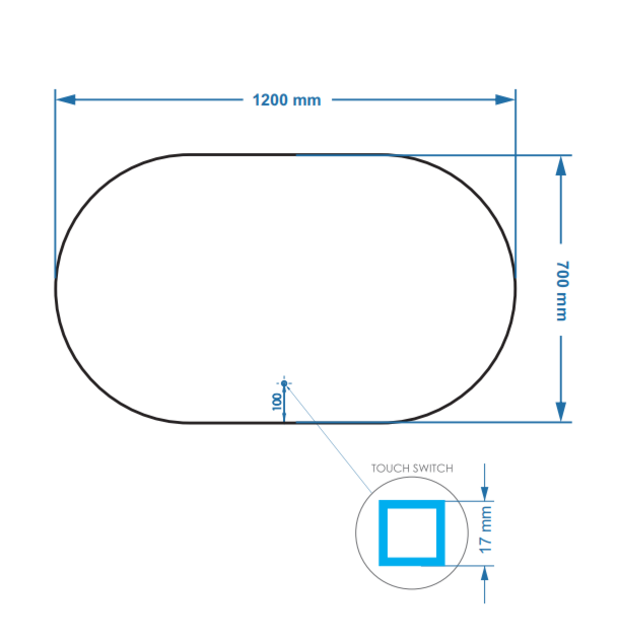 Gliss Design Orion Ovale spiegel met verlichting en verwarming 120x70 cm