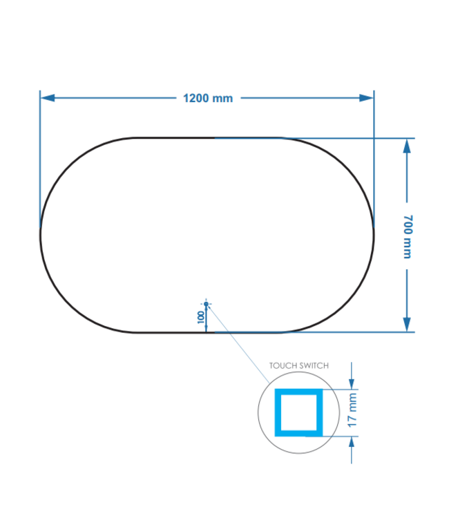 Gliss Design Orion Ovale spiegel met verlichting en verwarming 120x70 cm