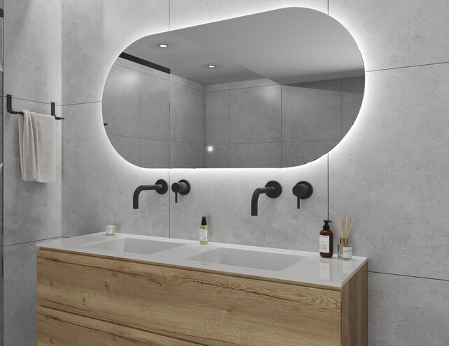 Gliss Design Orion Ovale spiegel met verlichting en verwarming 140x70 cm Gliss Design Orion Ovale spiegel met verlichting en verwarming 140x70 cm
